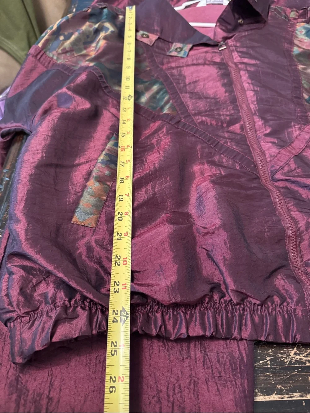 Source Unknown Maroon Track Jacket and Pants Set with Iridescent Camo Panels